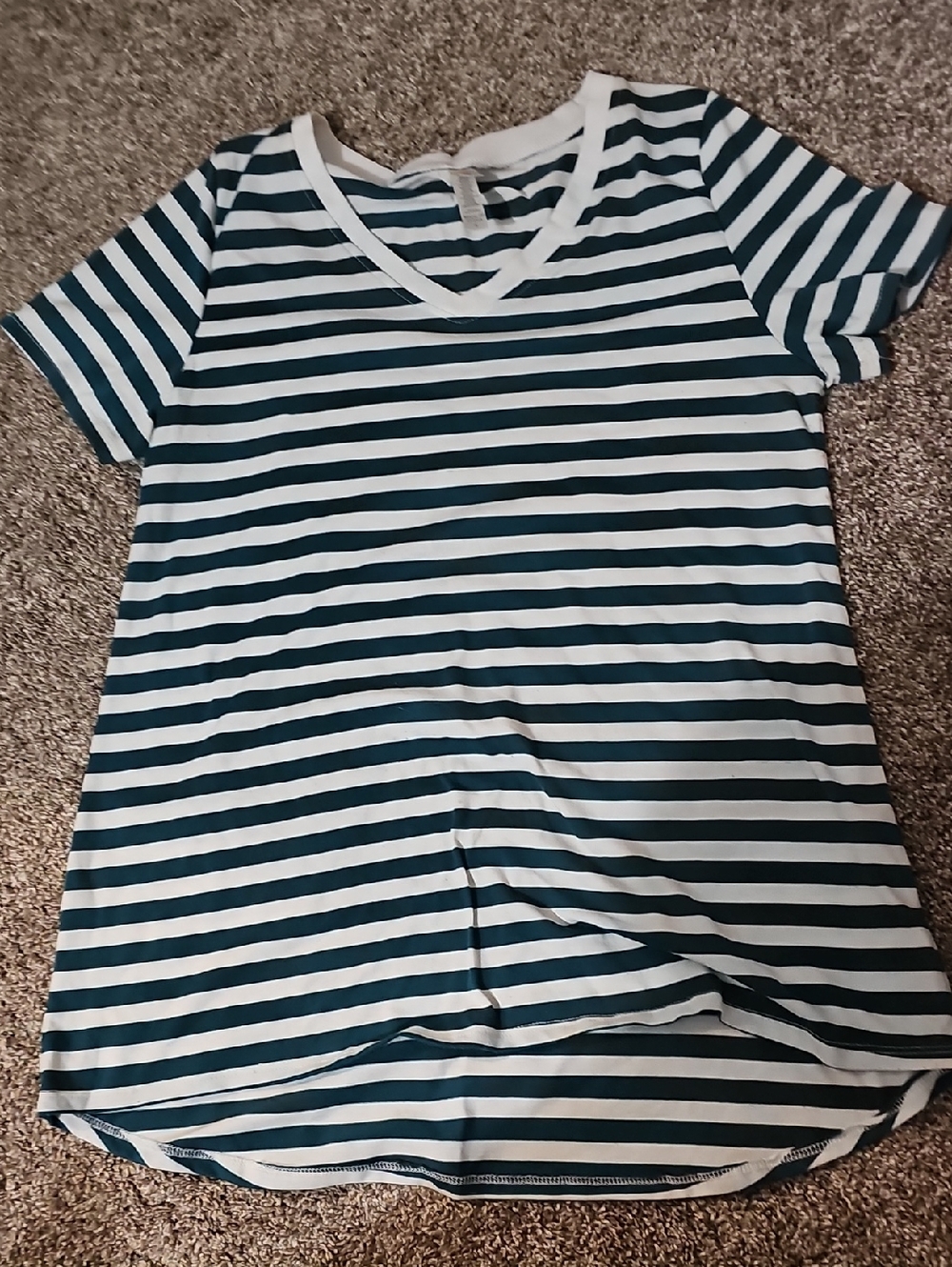 LulaRoe V-Neck Tee in White and Dark Teal